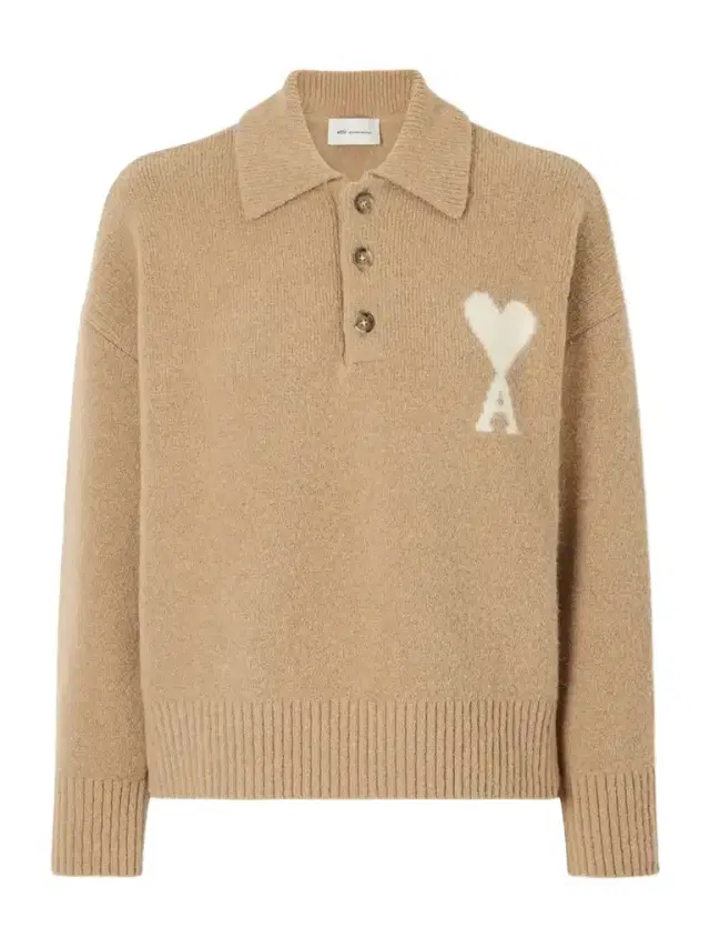 AMI PARIS Logo-embroidered Wool-blend Polo Shirt