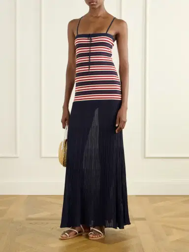 Faithfull Doris Bow-detailed Striped Cotton-blend Maxi Dress | Thumbnail 2 Faithfull Doris Bow-detailed Striped Cotton-blend Maxi Dress | Thumbnail 2