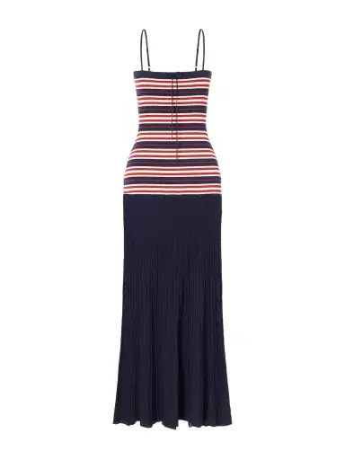 Faithfull Doris Bow-detailed Striped Cotton-blend Maxi Dress | Thumbnail 1 Faithfull Doris Bow-detailed Striped Cotton-blend Maxi Dress | Thumbnail 1
