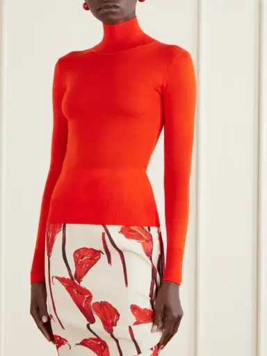 Carolina Herrera Wool And Silk-blend Turtleneck Sweater | Thumbnail 3 Carolina Herrera Wool And Silk-blend Turtleneck Sweater | Thumbnail 3