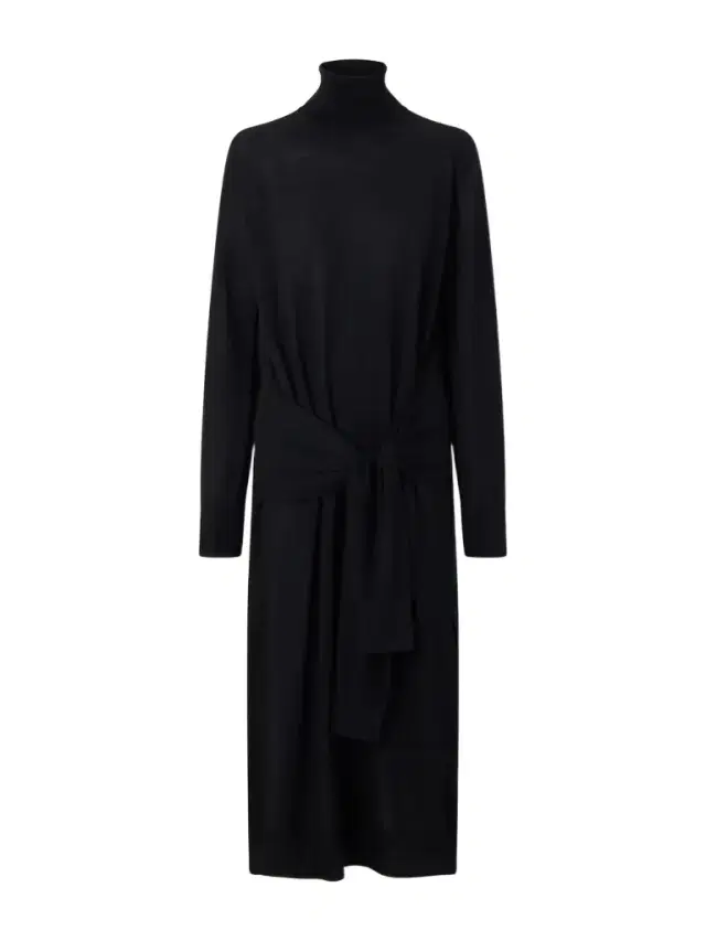 TOTEME Tie-detail Wool And Silk-blend Midi Dress
