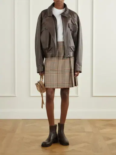 Burberry Pleated Checked Wool Mini Skirt | Thumbnail 2