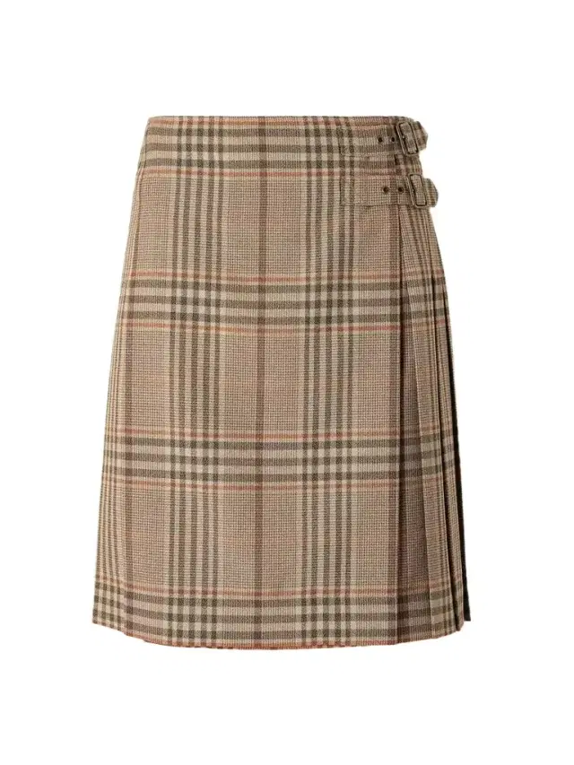 Burberry Pleated Checked Wool Mini Skirt