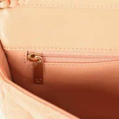 Chanel Chanel East West CC Pearl Clutch with Chain Beige Shiny Lambskin Gold Hardware | Thumbnail 10