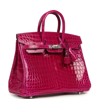 HERMÈS Hermes Birkin 25 Rose Pourpre Shiny Niloticus Crocodile Palladium Hardware | Thumbnail 2 HERMÈS Hermes Birkin 25 Rose Pourpre Shiny Niloticus Crocodile Palladium Hardware | Thumbnail 2