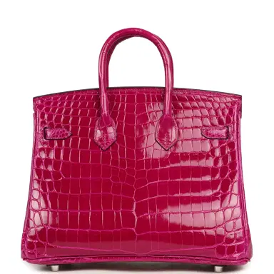 HERMÈS Hermes Birkin 25 Rose Pourpre Shiny Niloticus Crocodile Palladium Hardware | Thumbnail 4 HERMÈS Hermes Birkin 25 Rose Pourpre Shiny Niloticus Crocodile Palladium Hardware | Thumbnail 4