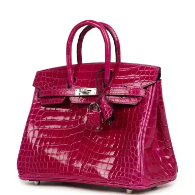HERMÈS Hermes Birkin 25 Rose Pourpre Shiny Niloticus Crocodile Palladium Hardware | Thumbnail 5 HERMÈS Hermes Birkin 25 Rose Pourpre Shiny Niloticus Crocodile Palladium Hardware | Thumbnail 5