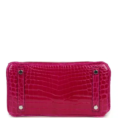 HERMÈS Hermes Birkin 25 Rose Pourpre Shiny Niloticus Crocodile Palladium Hardware | Thumbnail 6 HERMÈS Hermes Birkin 25 Rose Pourpre Shiny Niloticus Crocodile Palladium Hardware | Thumbnail 6
