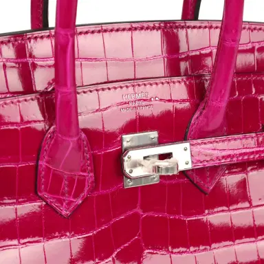 HERMÈS Hermes Birkin 25 Rose Pourpre Shiny Niloticus Crocodile Palladium Hardware | Thumbnail 7 HERMÈS Hermes Birkin 25 Rose Pourpre Shiny Niloticus Crocodile Palladium Hardware | Thumbnail 7