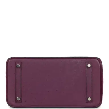 HERMÈS Hermes Birkin Ghillies 30 Violet, Bleu De Malte, Chocolat Ostrich Palladium Hardware | Thumbnail 6 HERMÈS Hermes Birkin Ghillies 30 Violet, Bleu De Malte, Chocolat Ostrich Palladium Hardware | Thumbnail 6