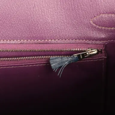 HERMÈS Hermes Birkin Ghillies 30 Violet, Bleu De Malte, Chocolat Ostrich Palladium Hardware | Thumbnail 8 HERMÈS Hermes Birkin Ghillies 30 Violet, Bleu De Malte, Chocolat Ostrich Palladium Hardware | Thumbnail 8