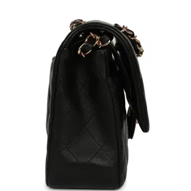 Chanel Pre-owned Chanel Medium Classic Double Flap Black Lambskin Rose Gold Hardware | Thumbnail 3 Chanel Pre-owned Chanel Medium Classic Double Flap Black Lambskin Rose Gold Hardware | Thumbnail 3