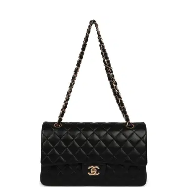 Chanel Pre-owned Chanel Medium Classic Double Flap Black Lambskin Rose Gold Hardware | Thumbnail 7 Chanel Pre-owned Chanel Medium Classic Double Flap Black Lambskin Rose Gold Hardware | Thumbnail 7
