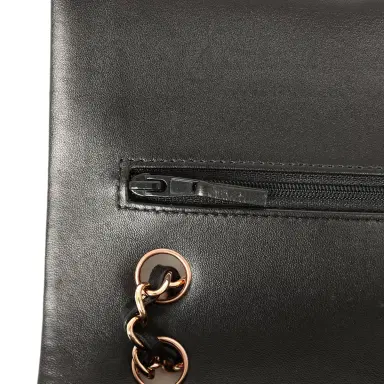 Chanel Pre-owned Chanel Medium Classic Double Flap Black Lambskin Rose Gold Hardware | Thumbnail 8 Chanel Pre-owned Chanel Medium Classic Double Flap Black Lambskin Rose Gold Hardware | Thumbnail 8