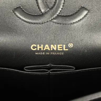 Chanel Pre-owned Chanel Medium Classic Double Flap Black Lambskin Rose Gold Hardware | Thumbnail 9 Chanel Pre-owned Chanel Medium Classic Double Flap Black Lambskin Rose Gold Hardware | Thumbnail 9
