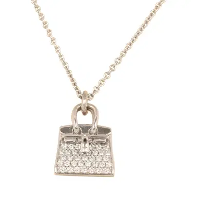 HERMÈS Pre-owned Hermes Amulettes Kelly Pendant Necklace Diamonds 18K White Gold | Thumbnail 2