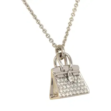 HERMÈS Pre-owned Hermes Amulettes Kelly Pendant Necklace Diamonds 18K White Gold | Thumbnail 3
