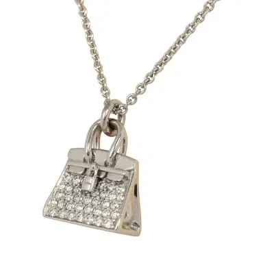 HERMÈS Pre-owned Hermes Amulettes Kelly Pendant Necklace Diamonds 18K White Gold | Thumbnail 4