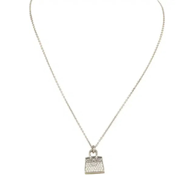 HERMÈS Pre-owned Hermes Amulettes Kelly Pendant Necklace Diamonds 18K White Gold