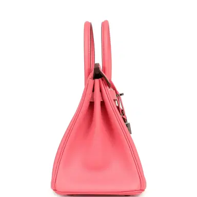 HERMÈS Pre-owned Hermes Birkin 25 Rose Azalee Swift Palladium Hardware | Thumbnail 3