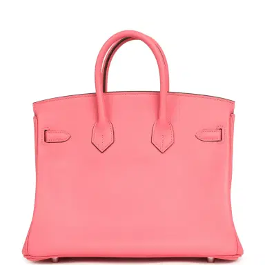 HERMÈS Pre-owned Hermes Birkin 25 Rose Azalee Swift Palladium Hardware | Thumbnail 4