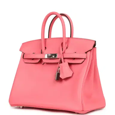 HERMÈS Pre-owned Hermes Birkin 25 Rose Azalee Swift Palladium Hardware | Thumbnail 5