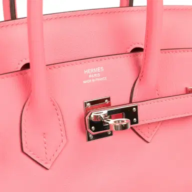 HERMÈS Pre-owned Hermes Birkin 25 Rose Azalee Swift Palladium Hardware | Thumbnail 7