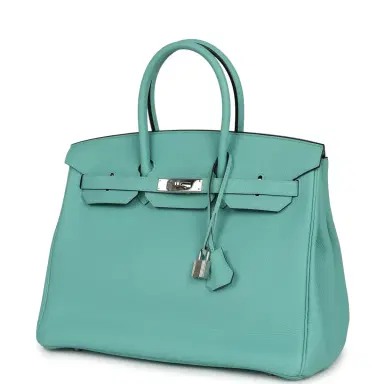 HERMÈS Pre-owned Hermes Birkin 35 Bleu Atoll Togo Palladium Hardware | Thumbnail 5 HERMÈS Pre-owned Hermes Birkin 35 Bleu Atoll Togo Palladium Hardware | Thumbnail 5