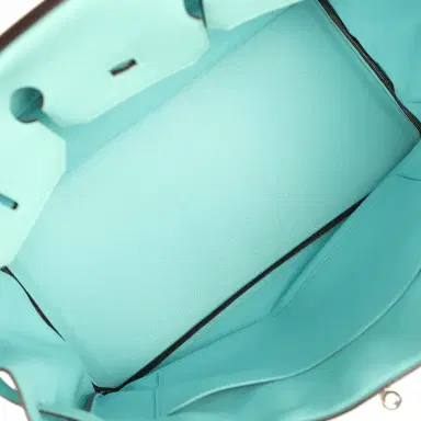 HERMÈS Pre-owned Hermes Birkin 35 Bleu Atoll Togo Palladium Hardware | Thumbnail 8 HERMÈS Pre-owned Hermes Birkin 35 Bleu Atoll Togo Palladium Hardware | Thumbnail 8