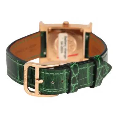 HERMÈS Pre-owned Hermes Heure H Watch S Vert Shiny Alligator, Malachite, Diamonds, Rose Gold | Thumbnail 6 HERMÈS Pre-owned Hermes Heure H Watch S Vert Shiny Alligator, Malachite, Diamonds, Rose Gold | Thumbnail 6
