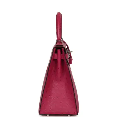 HERMÈS Pre-owned Hermes Kelly Sellier 28 Rose Poupre Ostrich Palladium Hardware | Thumbnail 3 HERMÈS Pre-owned Hermes Kelly Sellier 28 Rose Poupre Ostrich Palladium Hardware | Thumbnail 3