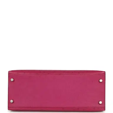 HERMÈS Pre-owned Hermes Kelly Sellier 28 Rose Poupre Ostrich Palladium Hardware | Thumbnail 6 HERMÈS Pre-owned Hermes Kelly Sellier 28 Rose Poupre Ostrich Palladium Hardware | Thumbnail 6