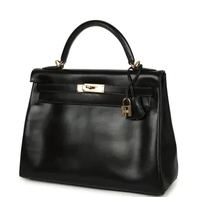 HERMÈS Vintage Hermes Kelly Retourne 32 Black Box Gold Hardware | Thumbnail 5 HERMÈS Vintage Hermes Kelly Retourne 32 Black Box Gold Hardware | Thumbnail 5