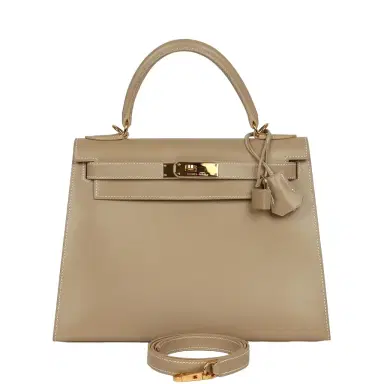 HERMÈS Vintage Hermes Kelly Sellier 28 Argile Box Calfskin Gold Hardware | Thumbnail 1 HERMÈS Vintage Hermes Kelly Sellier 28 Argile Box Calfskin Gold Hardware | Thumbnail 1