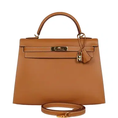 HERMÈS Vintage Hermes Kelly Sellier 32 Naturel Sable Chamonix Gold Hardware | Thumbnail 1 HERMÈS Vintage Hermes Kelly Sellier 32 Naturel Sable Chamonix Gold Hardware | Thumbnail 1