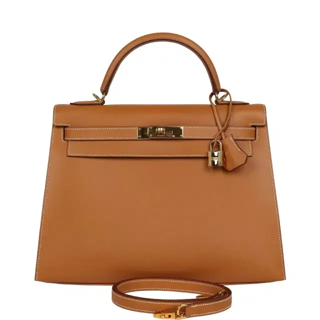 HERMÈS Vintage Hermes Kelly Sellier 32 Naturel Sable Chamonix Gold Hardware