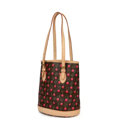 Louis Vuitton Vintage Louis Vuitton x Takashi Murakami Cheries Bucket Bag PM Red, Brown Monogram Cherry Gold Hardware | Thumbnail 5 Louis Vuitton Vintage Louis Vuitton x Takashi Murakami Cheries Bucket Bag PM Red, Brown Monogram Cherry Gold Hardware | Thumbnail 5