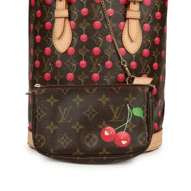 Louis Vuitton Vintage Louis Vuitton x Takashi Murakami Cheries Bucket Bag PM Red, Brown Monogram Cherry Gold Hardware | Thumbnail 7 Louis Vuitton Vintage Louis Vuitton x Takashi Murakami Cheries Bucket Bag PM Red, Brown Monogram Cherry Gold Hardware | Thumbnail 7
