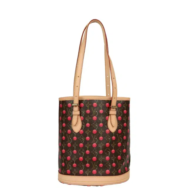 Louis Vuitton Vintage Louis Vuitton x Takashi Murakami Cheries Bucket Bag PM Red, Brown Monogram Cherry Gold Hardware