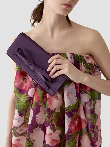Carolina Herrera Women's Margaret Bow Satin Clutch | Thumbnail 2 Carolina Herrera Women's Margaret Bow Satin Clutch | Thumbnail 2