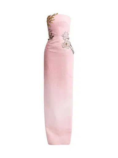 Oscar de la Renta Women's Strapless Faille Beaded Florals Gown | Thumbnail 1