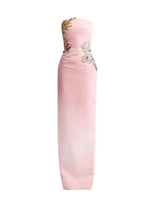Oscar de la Renta Women's Strapless Faille Beaded Florals Gown