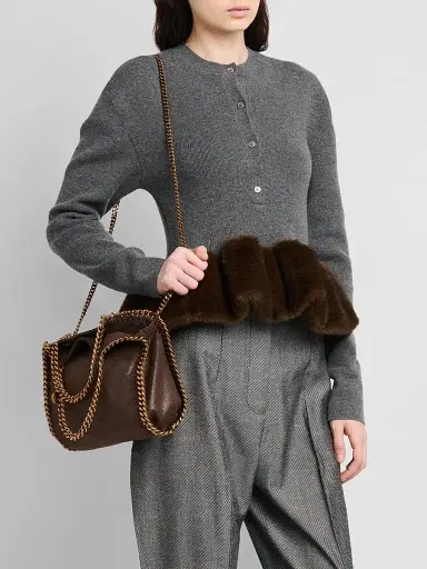 Stella McCartney Women's Falabella Mini Shaggy Deer Tote Bag | Thumbnail 2