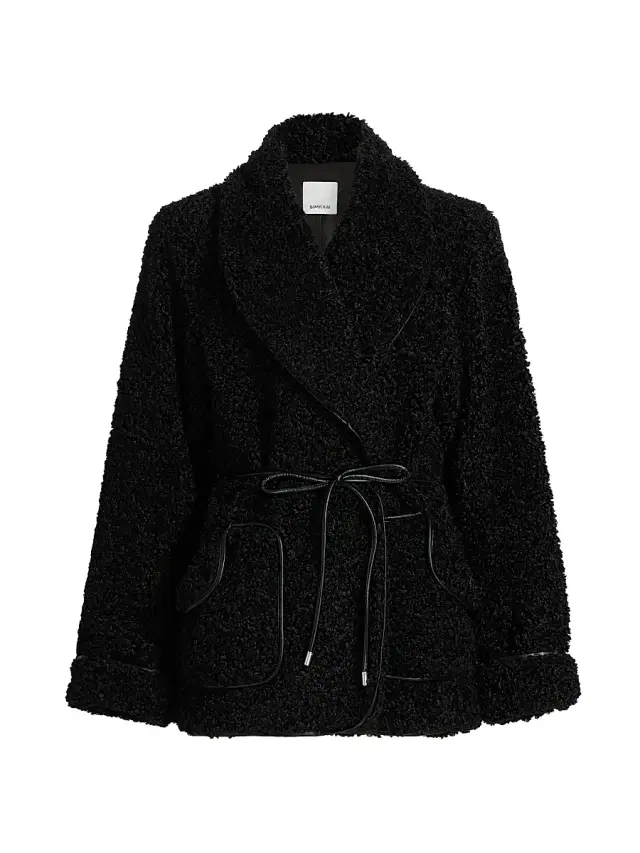 Simkhai Women's Kimia Tie-Waist Faux Sherpa Jacket
