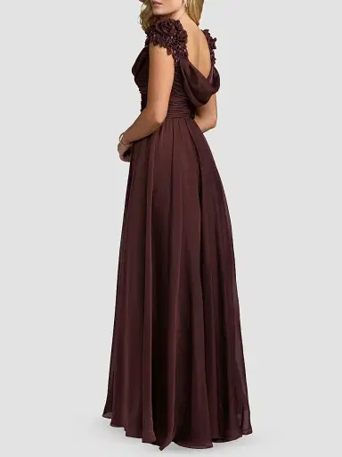 Mac Duggal Women's Beaded Chiffon Cap-Sleeve Gown | Thumbnail 3 Mac Duggal Women's Beaded Chiffon Cap-Sleeve Gown | Thumbnail 3