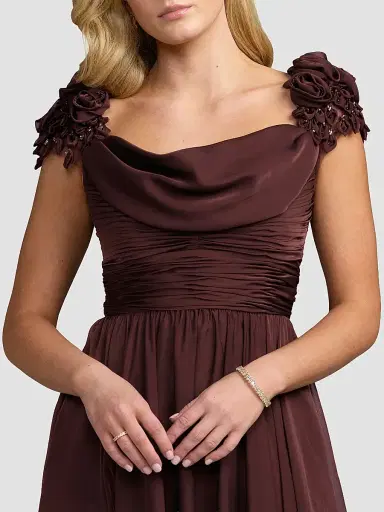 Mac Duggal Women's Beaded Chiffon Cap-Sleeve Gown | Thumbnail 4 Mac Duggal Women's Beaded Chiffon Cap-Sleeve Gown | Thumbnail 4