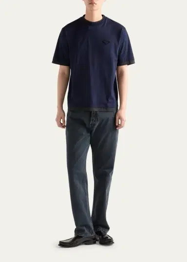Prada Men's Divisa Layered Crewneck T-Shirt | Thumbnail 2