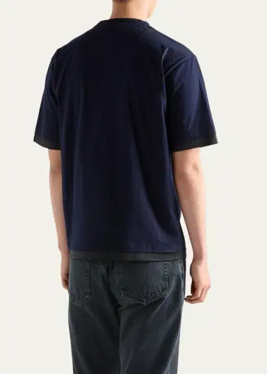 Prada Men's Divisa Layered Crewneck T-Shirt | Thumbnail 3