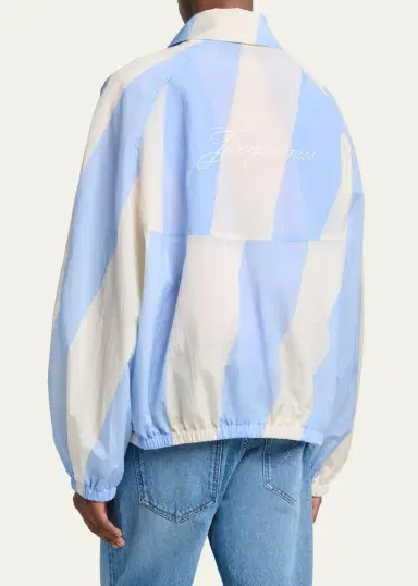 Jacquemus Men's Wide-Stripe Nylon Shirt Jacket | Thumbnail 3