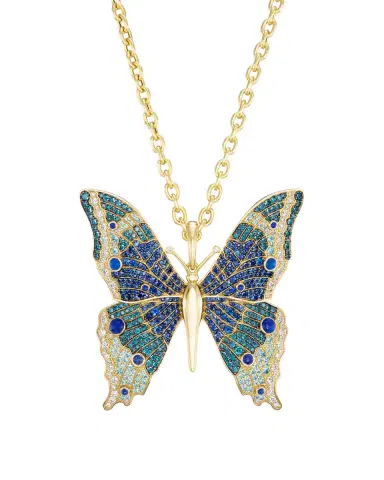 GRACE WINFREY 18K Yellow Gold Morpho Butterfly Pendant Necklace With Multi-Stones And Diamonds | Thumbnail 2 GRACE WINFREY 18K Yellow Gold Morpho Butterfly Pendant Necklace With Multi-Stones And Diamonds | Thumbnail 2